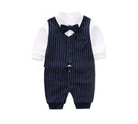 IURNXB Bébé Garçon Gentleman 100% Coton Manches Longues Une-Pièce Combinaisons 0-24 Mois
