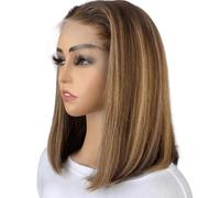 Iuscacey Bob Perruque Ombre Cheveux Humains 4/27 Mettre en évidence Miel Blonde Dentelle Frontal Bob Perruques 13X4 Dentelle Avant Perruque Cheveux Humains 180% Densité,16inch