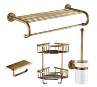 iuscacey Ensemble de quincaillerie de Salle de Bain en Laiton - Montage Mural - Kit d'accessoires de Salle de Bain Vintage 3/4/5/6 pièces - Porte-Serviettes, Porte-Balai de Toilette et Plus Encore,4d