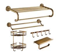 iuscacey Ensemble de quincaillerie de Salle de Bain en Laiton - Montage Mural - Kit d'accessoires de Salle de Bain Vintage 3/4/5/6 pièces - Porte-Serviettes, Porte-Balai de Toilette et Plus Encore,5c