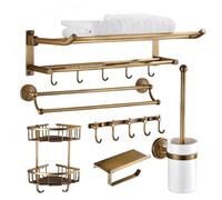 iuscacey Ensemble de quincaillerie de Salle de Bain en Laiton - Montage Mural - Kit d'accessoires de Salle de Bain Vintage 3/4/5/6 pièces - Porte-Serviettes, Porte-Balai de Toilette et Plus Encore,6a