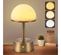 iuscacey Lampe de Table LED Rechargeable 5000 mAh - Veilleuse Portable sans Fil avec Commande Tactile, Gradation Continue et 3 Modes de Couleur, Abat-Jour en marbre