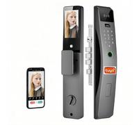 Iuscacey Serrure intelligente Tuya, serrure intelligente à veine de paume, entrée sans clé, écran 4,5, 12 méthodes de déverrouillage, identification faciale 3D, empreinte digitale FPC,