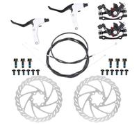 IUSOT Kit de frein à disque de vélo - Disques de frein 160 mm - Frein mécanique pour VTT et vélo de route - Étrier de frein de qualité supérieure - Ajusteur de plaquettes sans outil - Compatible