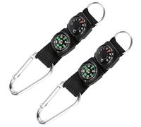 IUSOT Lot de 2 porte-clés boussole avec thermomètre, outil de navigation d'extérieur multifonctionnel, mousqueton porte-clés pour randonnée, camping, boussole pratique pour l'aventure