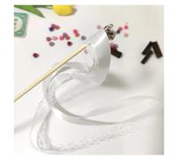 IUVYTA Baguette Ruban Gymnastique White Lace Ribbon Wands with Golden Silver Bells, Fairy Streamer Stick for Wedding Party(Light Grey,30pcs)