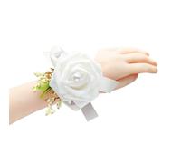 IUVYTA Corsage Mariage Corsage de Poignet Bracelet Demoiselle d'honneur Fleurs Boutonnière Accessoires Mariage Roses en Mousse Petites amies Décoration fête Bal(White Bracelet)