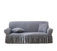 IUVYTA Couverture De Canapé-Lit avec Jupe Housse de canapé élastique à Bulles 1/2/3/4 avec Ourlet Jupe, Protection Extensible Universelle(Light Grey,4 Seater(235-300cm))
