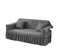 IUVYTA Couverture De Canapé-Lit avec Jupe Housse de canapé élastique à Bulles 1/2/3/4 avec Ourlet Jupe, Protection Extensible Universelle(Dark Grey,3 Seater(190-230cm))