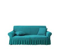 IUVYTA Couverture De Canapé-Lit avec Jupe Housse de canapé élastique à Bulles 1/2/3/4 avec Ourlet Jupe, Protection Extensible Universelle(Lake Blue,3 Seater(190-230cm))