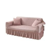 IUVYTA Couverture De Canapé-Lit avec Jupe Housse de canapé élastique à Bulles 1/2/3/4 avec Ourlet Jupe, Protection Extensible Universelle(Pink,1 Seater(90-140cm))