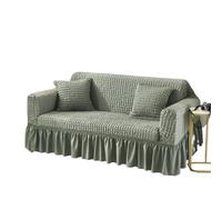 IUVYTA Couverture De Canapé-Lit avec Jupe Housse de canapé élastique à Bulles 1/2/3/4 avec Ourlet Jupe, Protection Extensible Universelle(Pea Green,1 Seater(90-140cm))