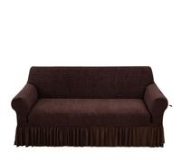 IUVYTA Couverture De Canapé-Lit avec Jupe Housse de canapé Jacquard avec Jupe, Housse Extensible for Salon, Housses faciles à Installer et lavables(Light Brown,1-Seat 90-140cm)