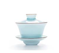 IUVYTA Ensemble de bols à thé en porcelaine avec couvercle et soucoupe en céramique, exquis, Gaiwan, 140 ml (prune)