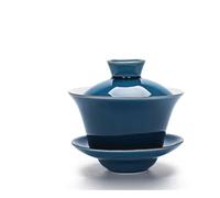 IUVYTA Ensemble de bols à thé en porcelaine avec couvercle et soucoupe en céramique, exquis, Gaiwan, 140 ml (jaune)