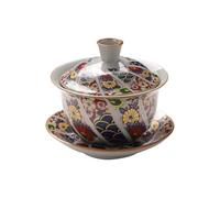 IUVYTA Ensemble de tasses à thé rotatives en porcelaine Gaiwan avec couvercle et soucoupe en émail vintage fait à la main
