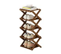 IUVYTA éTagèRe à Chaussures Pliable Étagère à Chaussures Pliante en Bambou, Peu encombrante, Bois, étagère d'angle for entrée, Construction Stable(Coffee Five Layers)