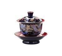IUVYTA Gaiwan - Bol à thé en céramique en porcelaine - Service à thé Kung Fu - Motif dragon rouge et phénix - Grand couvercle