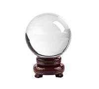 IUYIXWFP Boule de Cristal avec Support en Bois - Sphère d'affichage en Verre Transparent pour décoration de la Maison, Accessoire de Photographie et de méditation, Ornement Suspendu,8cm