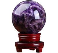 IUYIXWFP Boule de Cristal d'améthyste Naturelle avec Support en Bois, méditation de Divination Feng Shui, Sculpture de sphère de Pierre de Cristal, décoration de Bureau à Domicile,7.87in
