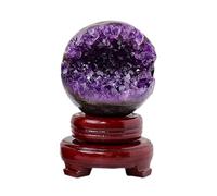 IUYIXWFP Boule de Cristal d'améthyste Naturelle, géode druzy, Pierre précieuse, sphère, Reiki, Chakra, énergie, guérison, Figurine pour Divination, décoration de Maison, Bureau,6cm