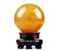 IUYIXWFP Boule de Cristal de Citrine Naturelle + Support - Figurine de Sculpture en Cristal de Boule de Pierre précieuse - Cristal Feng Shui pour la Richesse et Le succès,3.93in