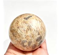 IUYIXWFP Boule de Cristal de Pierre de Lune Naturelle avec Support en Bois - Pierre précieuse,6.5~7cm