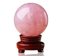 IUYIXWFP Boule de Cristal Naturel, sphère de Quartz Rose, Boule de Divination polie, sphère décorative, Cristaux de guérison, Artisanat en Pierre, décoration de Maison, Cadeaux d'ornement,3.54in
