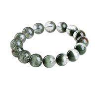 IUYIXWFP Bracelet en Quartz fantôme Vert Naturel Ancien | Perles de Cristal de Jardin Semi-Bassin AAA | Pierre de Richesse de Haute qualité |,17~17.8mm