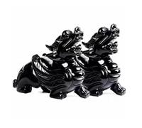 IUYIXWFP Feng Shui Pixiu Statue, Une Paire Statue de Pierre de Pierre précieuse Black Obsidian Pixiu, Idée Cadeau de décoration de la Maison,10cm