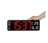 IUYIXWFP Grande Horloge Murale numérique avec télécommande, variateur Automatique de luminosité, Grand écran avec Jour/Date/température, répétition, pour Salon,D