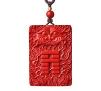 IUYIXWFP Pendentif Cinnabar Fire Earth Jin Hexagram - Amulette d'oiseau Vermillon, Collier I Ching Feng Shui pour la Protection Benming Nian, Talisman Traditionnel Unisexe