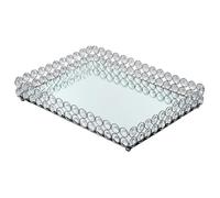 IUYIXWFP Plateau décoratif en métal avec Miroir, Plateau de vanité en Cristal, Plateau de Maquillage, Plateau de Parfum, Bijoux, Organisateur de comptoir pour l,350 * 255mm