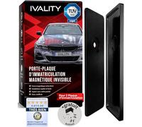 Ivality Support Plaque Immatriculation Magnétique pour 2 Plaque, Porte-Plaque Invisible sans Cadre pour Voitures, Porte-Plaque Amovible Autrichien, Homologué Route, Certifié TÜV Jusqu’à 350 km/h