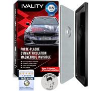 Ivality Support Plaque Immatriculation Magnétique pour 2 Plaque, Porte-Plaque Invisible sans Cadre pour Voitures, Porte-Plaque Amovible Autrichien, Homologué Route, Certifié TÜV Jusqu’à 350 km/h