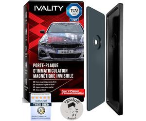 Ivality Support Plaque Immatriculation Magnétique pour 2 Plaque, Porte-Plaque Invisible sans Cadre pour Voitures, Porte-Plaque Amovible Autrichien, Homologué Route, Certifié TÜV Jusqu’à 350 km/h