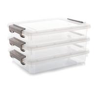 ivamulie Lot de 3 boîtes de rangement en plastique avec couvercle verrouillable - Mallette de projet portable - Boîte à documents transparente - Rangement empilable