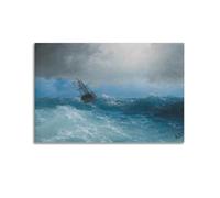 Ivan Aivazovsky Painter Works《Ship in The Stormy Sea (1899)》 affiches sur toile pour décoration murale moderne pour salon, chambre à coucher, 20 x 30 cm, sans cadre