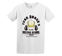 Ivan Drago's Boxing School Moscow I Must Break You Rocky Men's T-Shirt Unisex White Cotton Hip Hop Print Tee Shirts S