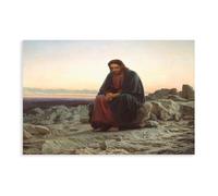 Ivan Nikolaevich Kramskoi - Impression sur toile du Christ dans le désert sauvage - Décoration murale moderne pour chambre à coucher, sans cadre, 40,6 x 61 cm