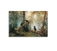Ivan Shishkin - Impression sur toile murale matinée dans une forêt de pins - Décoration murale pour chambre à coucher et salon (50 x 75 cm)