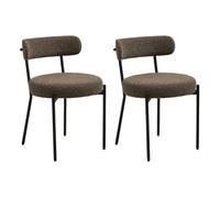 Lisa Design - Ivanec - Lot de 2 chaises - en Tissu Bouclette, Marron