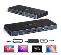 iVANKY 14-en-1 FusionDock Pro 1 MacBook Pro Station d'accueil USB C avec réseau 150W, 4K@60Hz Dock DisplayLink triple moniteur, 3*HDMI, 96W PD, SD/TF pour MacBook M2/M3/M4/M5 Mac Air/Pro, Lenovo, Dell