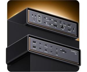iVANKY 26-en-1 FusionDock Ultra pour doubles puces Thunderbolt 5, station d'accueil MacBook 10GbE, dock d'affichage Quad 6K/Triple 8K pour Mac M1-M5 Pro/Max, 120 Gbps, 240W (Incompatible avec Windows)