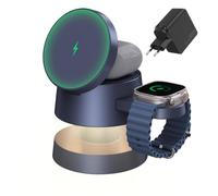 iVANKY 5 en 1 Chargeur sans Fil pour iPhone Station de Recharge veilleuse | Support de 3 en 1 pour MagSafe Chargeur pour iPhone 17/16/15/14, Apple iWatch, Airpods(avec Adaptateur d'alimentation 33W)