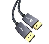 IVANKY Câble DisplayPort 1.4, 8K@60Hz, 4K@ 144Hz, 4K@75Hz y 1080@240Hz, Câble DisplayPort 1.4 Compatible avec HDR, FreeSync, G-Sync, DTS-HD, Tarjeta Gráfica 3090/3080/3060-3m