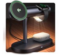 iVANKY Qi2 Certifié Chargeur Induction 4 en 1 avec Lampe de Nuit pour MagSafe Charger sans Fil, 3 en 1 Station de Charge Rapide pour iPhone Apple iWatch Ultra AirPods (Chargeur PD 33W Inclus)