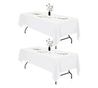 IVAPUPU Lot de 2 nappes rectangulaires imperméables et lavables pour tables de 1,8 m - Pour tables de mariage, cocktail, fête de Noël - Blanc - 152,4 x 213,4 cm