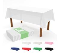 IVAPUPU Lot de 6 nappes jetables blanches - Nappe en plastique imperméable pour tables rectangulaires de 1,8 m - Nappe d'extérieur en vinyle pour décoration de fête de mariage, anniversaire, Pâques