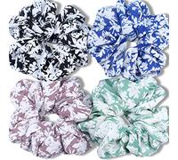 IVARYSS Big Scrunchies Lot de 4 chouchous élastiques extra larges pour cheveux de femmes et filles (S-Floral)